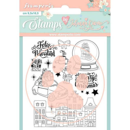 Acrylstempel 14x18 cm Weihnachtsrose Feliz Navidad