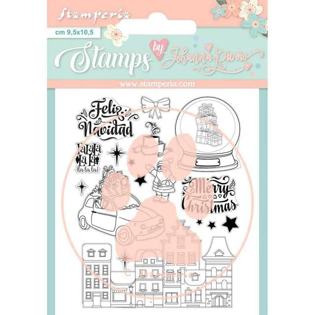 Acrylstempel 14x18 cm Weihnachtsrose Feliz Navidad